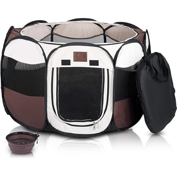 Portable Foldable Playpen Exercise Kennel DogsCats Indoor/Outdoor Removable Mesh - Picture 4 of 4